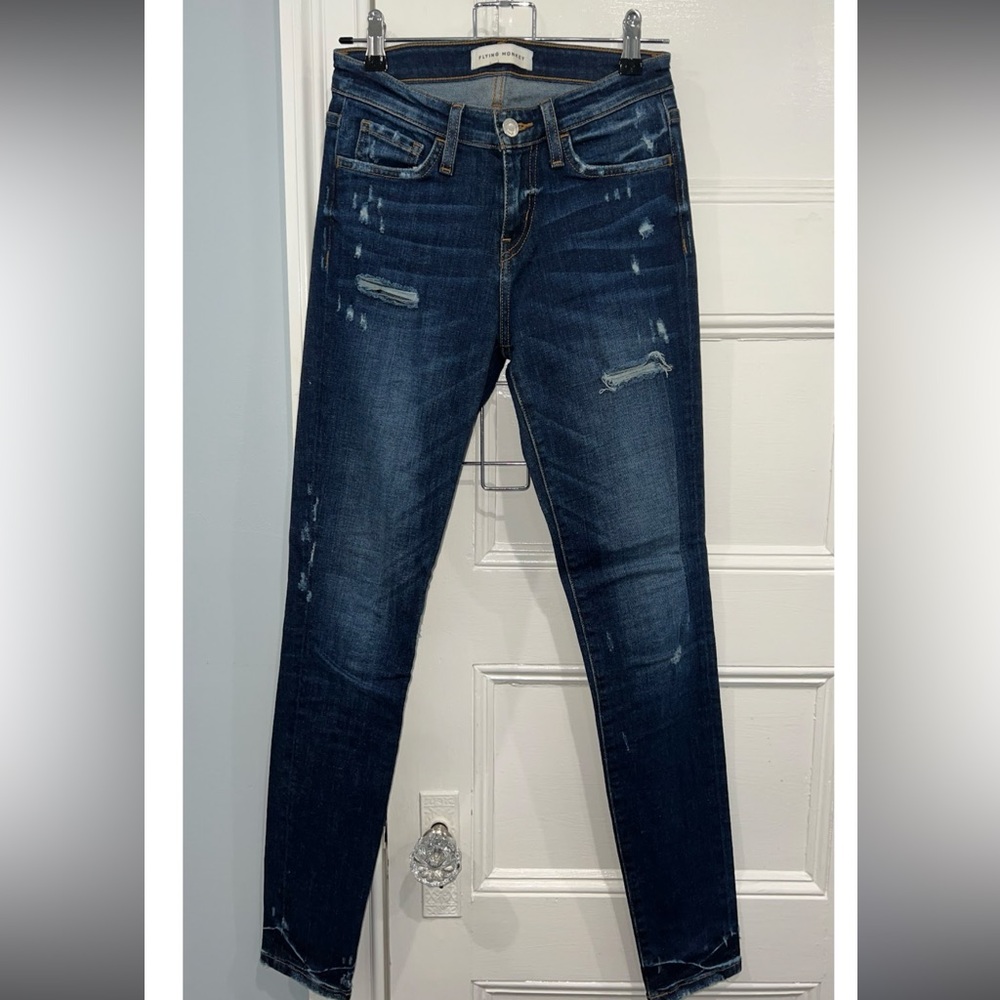 Flying Monkey Dark Blue Distressed Skinny Jeans